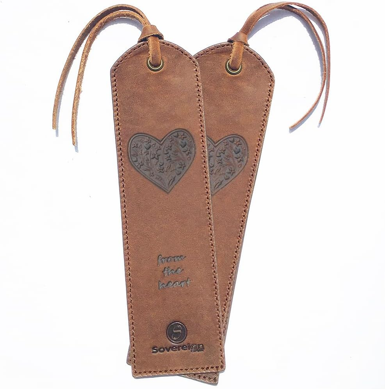 Leather Bookmark Handmade with Heart Design - Pack of 2 Crafted Book Marks - Per