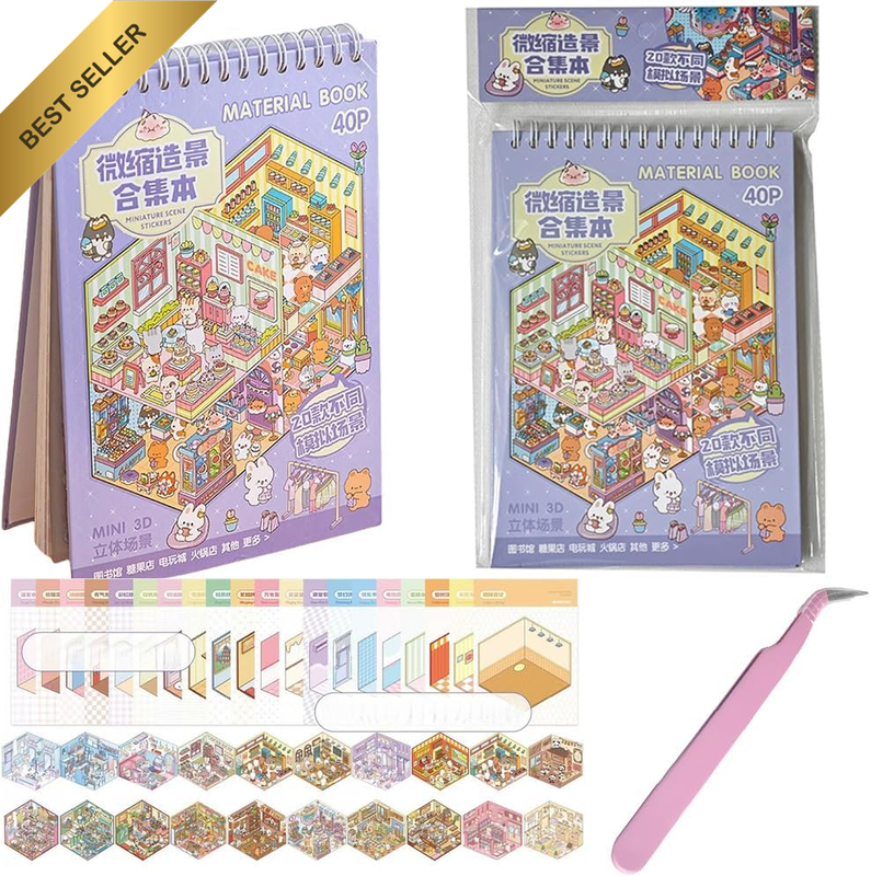 3D Stickers Scene Collection Book,20 Set Fun DIY 3D House Stickers for Kids Make