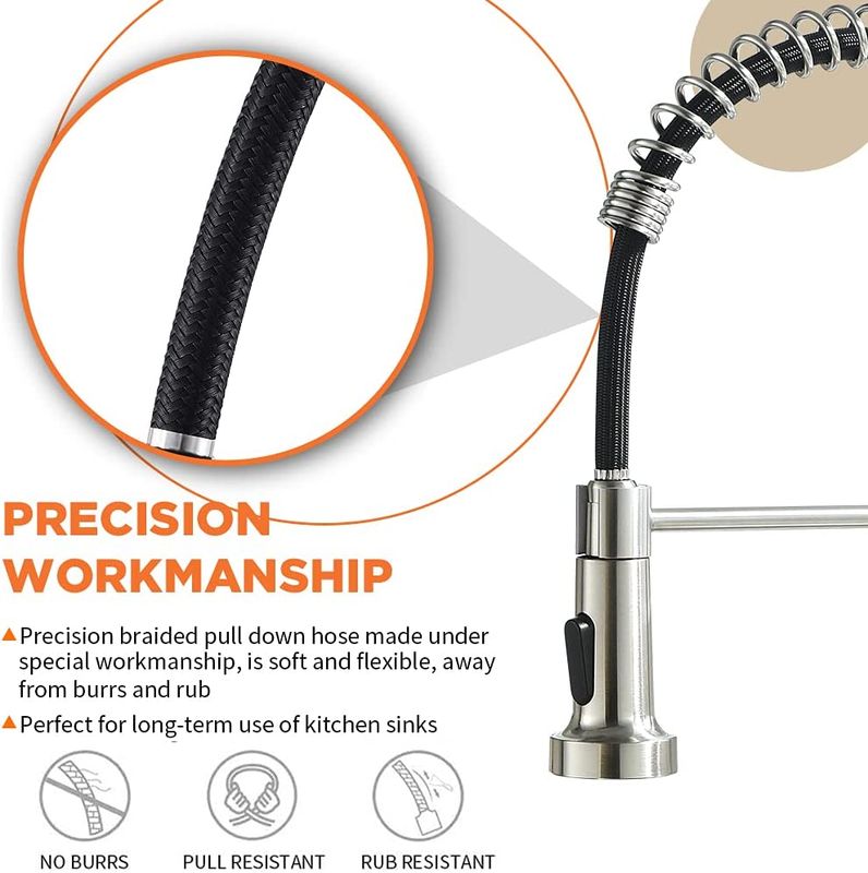 Kitchen Faucet, Kitchen Faucets with Pull down Sprayer Sus304 Stainless Steel In