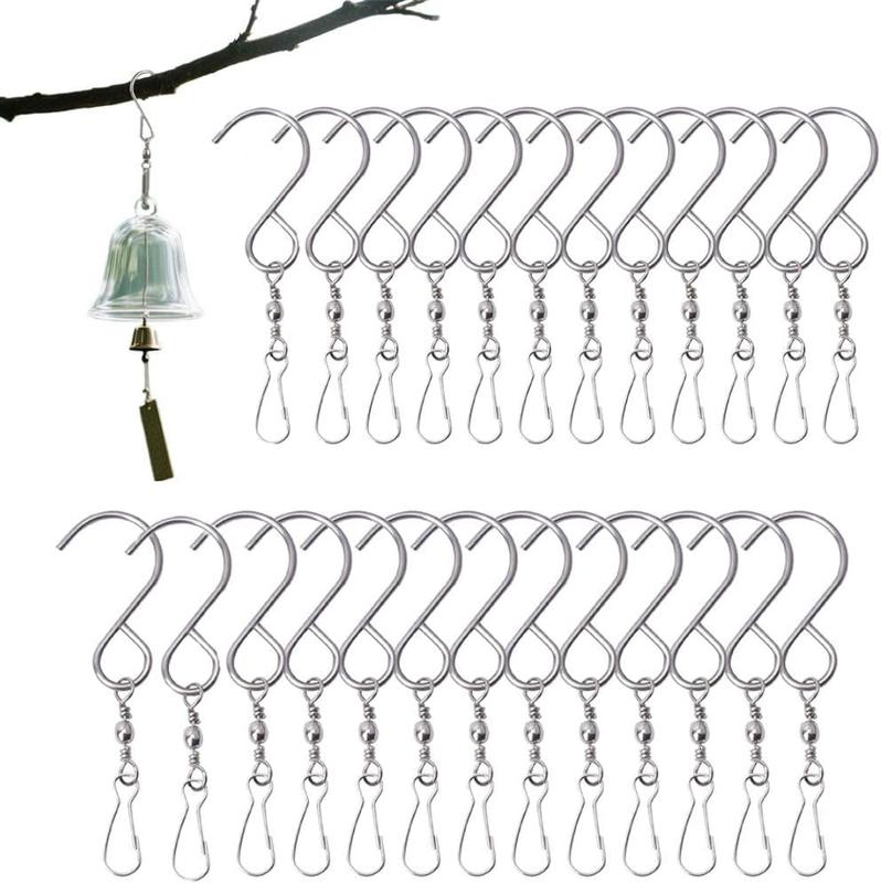 25 PCS 360° Swivel Clip Hanging Hooks – Heavy Duty Wind Spinner Hooks for Wind C