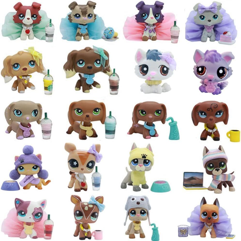 Random 6 Lot Pet Shop LPS Dog and LPS Cat with 12 LPS Access