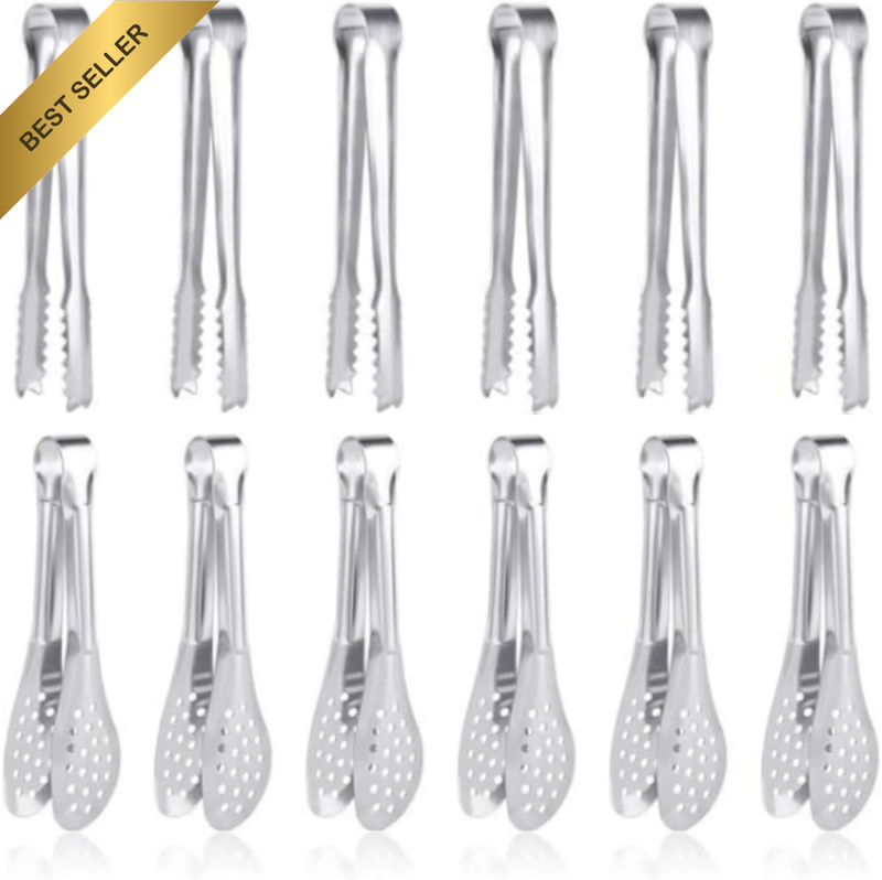 12 Pack Premium Small Serving Tongs, Stainless Steel Mini Tongs， Small Sugar Ton