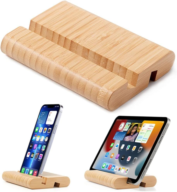 Bamboo Tablet Stand Wooden Mobile Phone Stand for Desktop, Wood Tablet Holder De