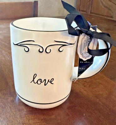 Rae Dunn ''love  Mug With Design Wide Handle NEW