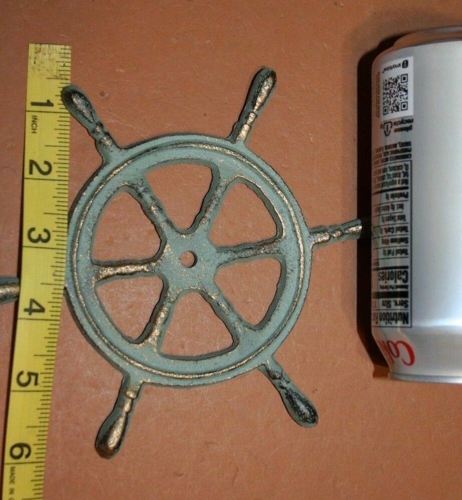 Sailboat Helm Wall Decor Plaques Christmas Gift Bronze Look Cast Iron, N-27