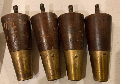 Vintage Console Stereo Stool Legs Set of 4 Walnut Finish MCM Retro