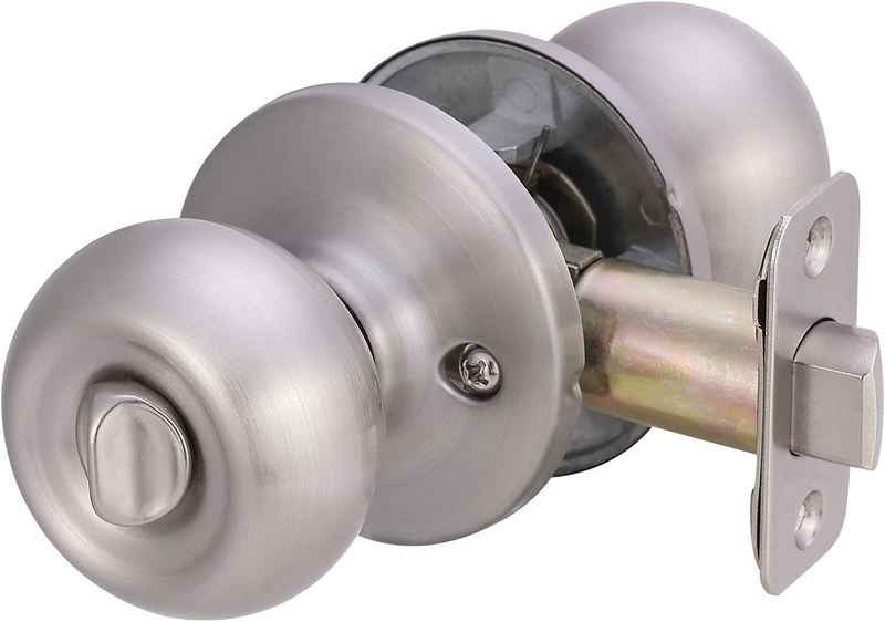 Privacy Door Knob With Lock, Coastal, Satin Nickel