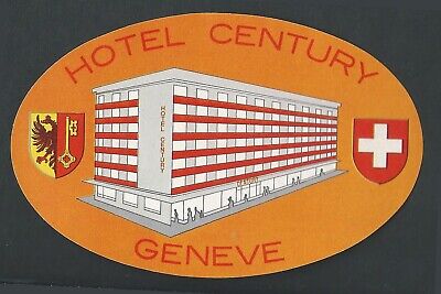 Hotel Century GENEVE Switzerland - vintage luggage label