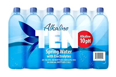 TEN Alkaline Spring Water, pH 10 and High in Electrolytes, 16.9 Oz., BPA-free Bo