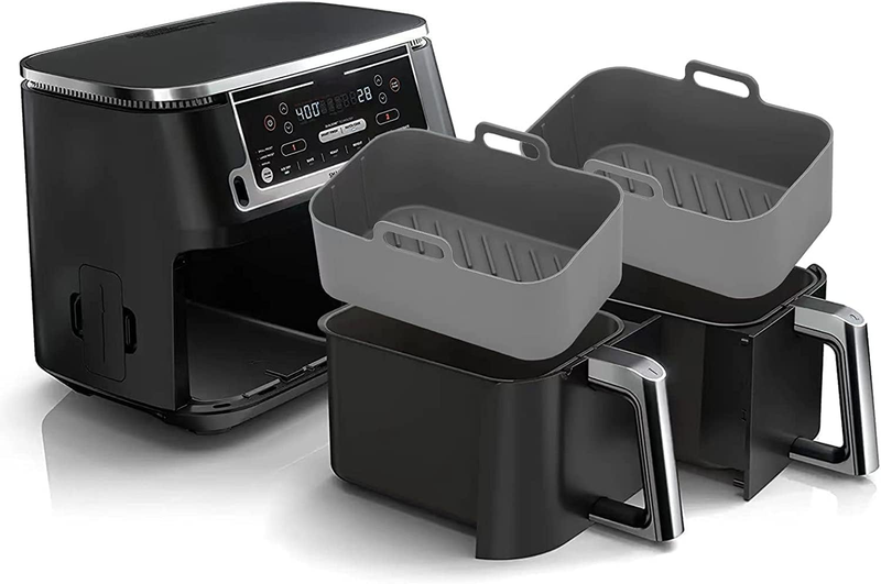 Air Fryer Liners for Ninja Dual Pack of 2, Reusable Silicone Air Fryer Liners fo