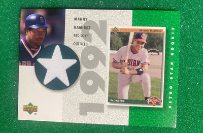 2002 UD Authentics SR-MR Manny Ramirez Retro Star Rookie Jersey Red Sox EX