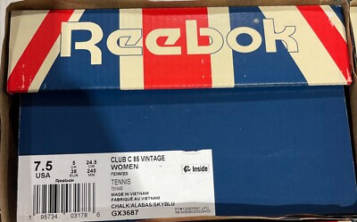 Reebok Womens Club C 85 Vintage Chalk/Alabaster/Sky Blue Tennis Shoes Choose Sz