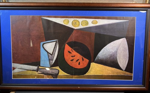 Pablo Picasso   STILL LIFE ポスター  フレーム付 Pablo Picasso Still Life With Antique Bust On Wood 22”x17