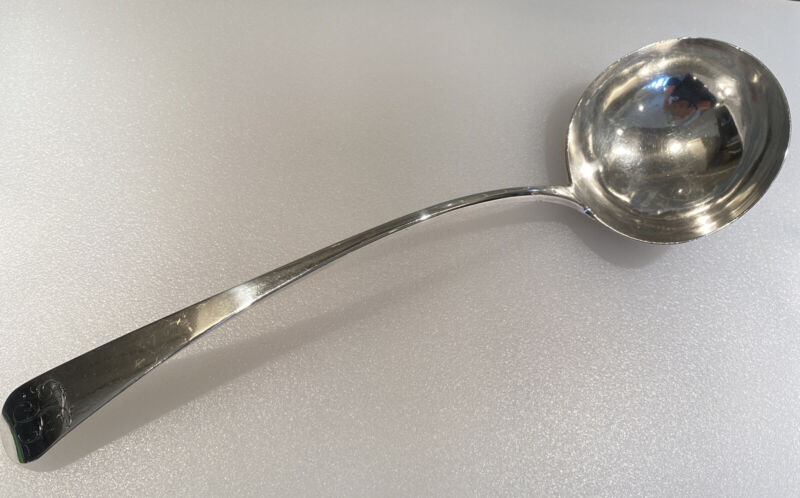 Antique 18th Century William Ball Baltimore Coin Silver Ladle 13.5” Monogrammed
