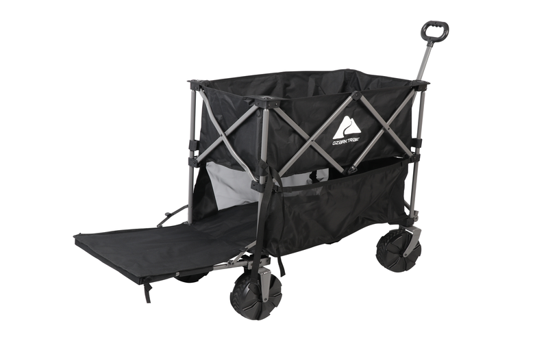 Ozark Trail Double Decker Folding Wagon with Extension Handle, Black