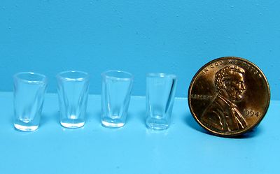 Dollhouse Miniature Plastic Water Drinking Glasses Cups Set of 4 G7267