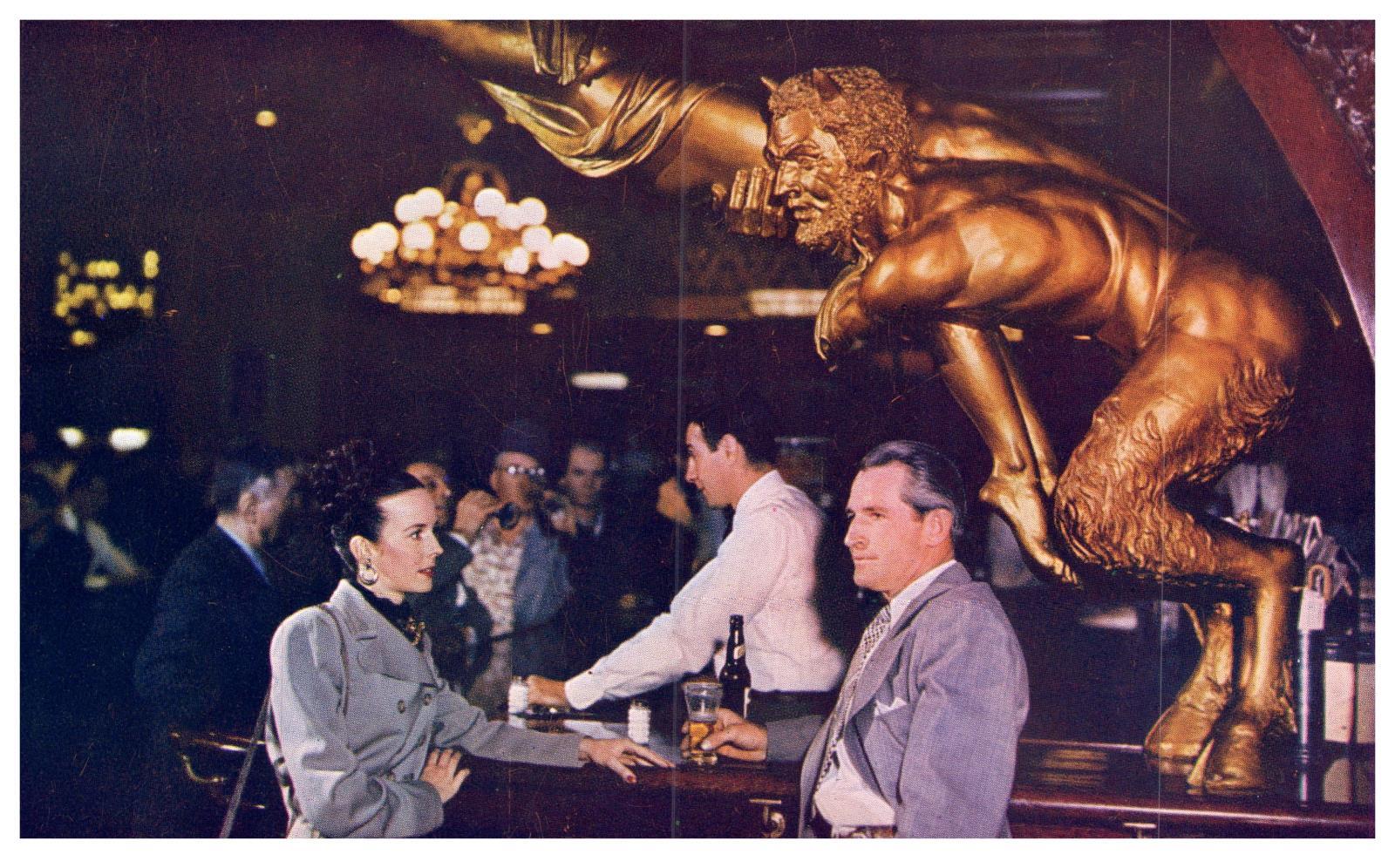 Interior Of Golden Nugget Casino Beer Bar Vintage Postcard RPPC Las Vegas Nevada