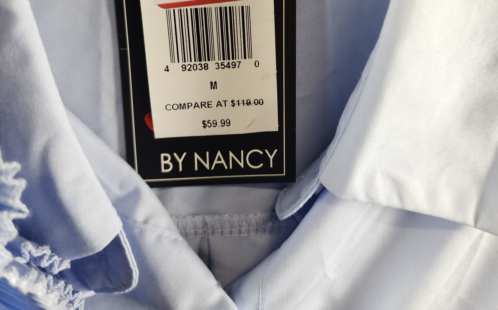 By Nancy Accordion Flower Shirt Women's M Blue Front Button Closure Long Sleeves - Picture 6 of 15