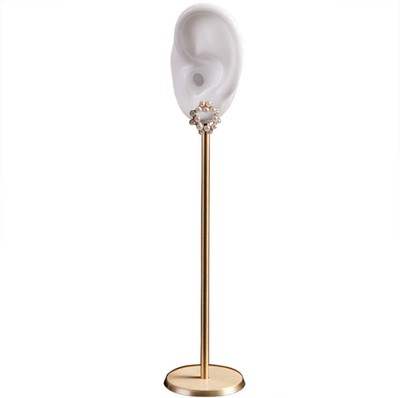 Ear Model Earring Display Stand Soft Silicone Left 7.3Inch, White 