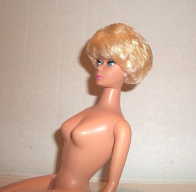 VINTAGE BARBIE PLATINUM BLONDE BUBBLECUT PINK LIPS REPRO DOLL ONLY BY MATTEL