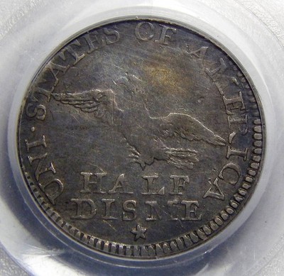 1792 PCGS VF25 BUST HALF DISME, HALF DIME
