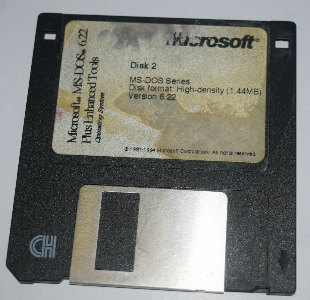 Microsoft MS-DOS 6.22 Plus Enhanced Tools OS Floppy Disk Collectable Disk 2 Only