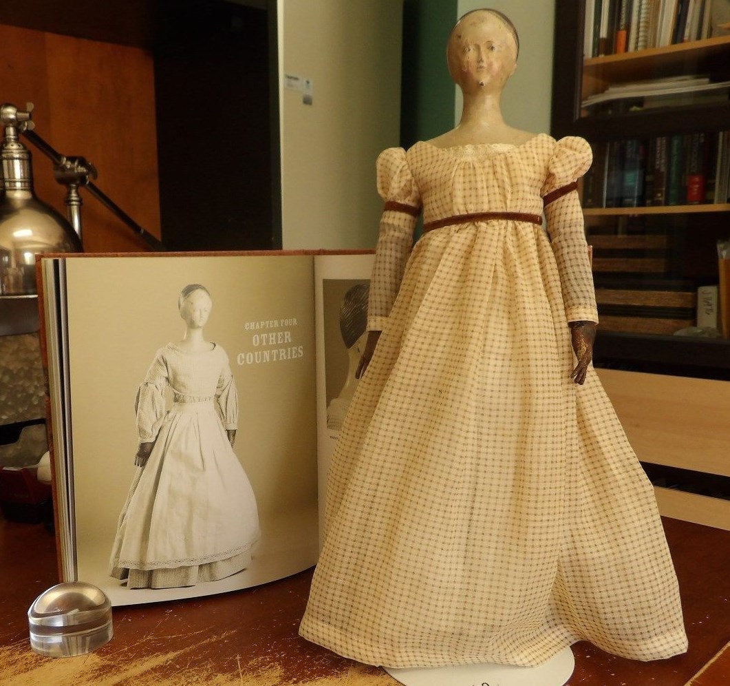 Antique American Wooden Doll with Unusual Hair, Documented in Heart of the Tree