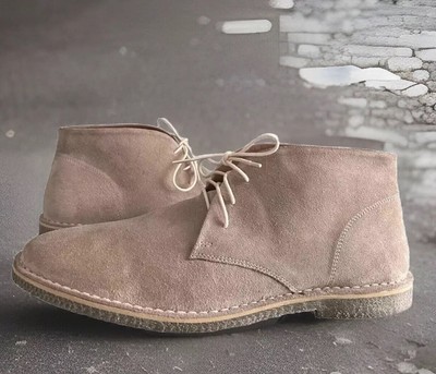 Desert Boots Size 14 Beige Suede Leather NEW
