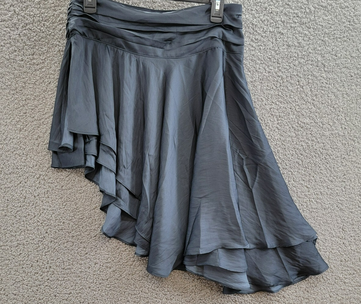 Lioness Legacy Asymmetric Skirt Women's S Navy Ruched Waist Side Zip Closure - Picture 2 of 15