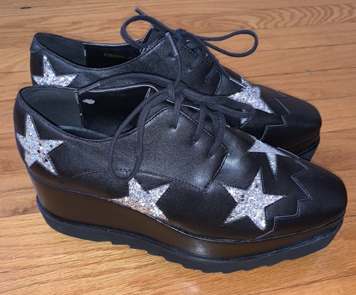 Stella McCartney Elyse Platform Glitter Star Derby Oxfords