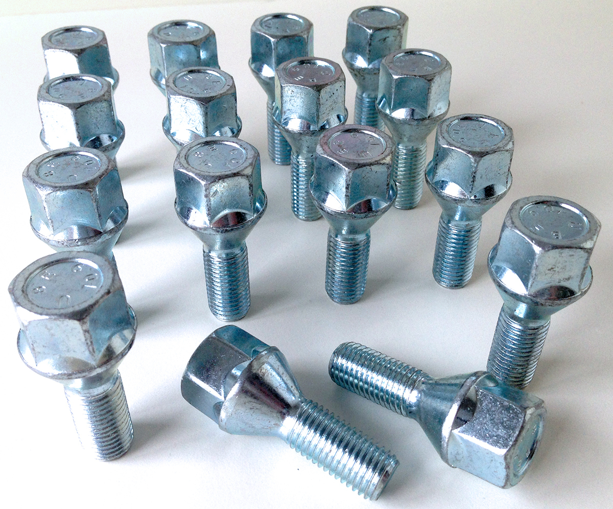 alloy wheel bolts nuts lugs M12 x 1.5 M12x1.5, 19mm Hex, taper seat x