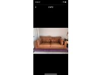 Brown leather sofa and armchair 