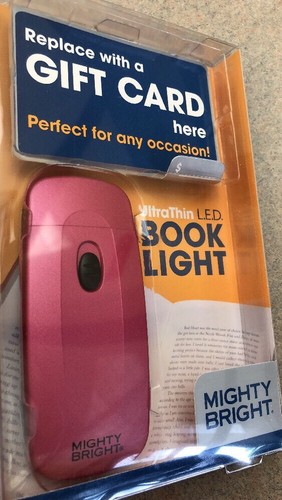 New NIP Mighty Bright UltraThin Thin Book Light Booklight Reading LED Pink