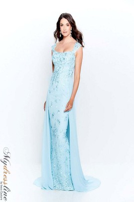 Pre-owned Mon Cheri Montage 120909 Evening Dress Lowest Price Guarantee Authentic In Blue Willow