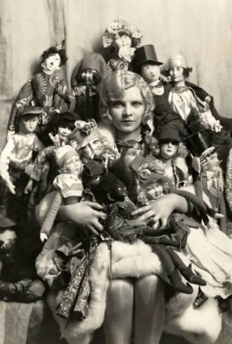 Antique Halloween Lady w/ Creepy Dolls Photo 1333 Oddleys Strange & Bizarre 4x6
