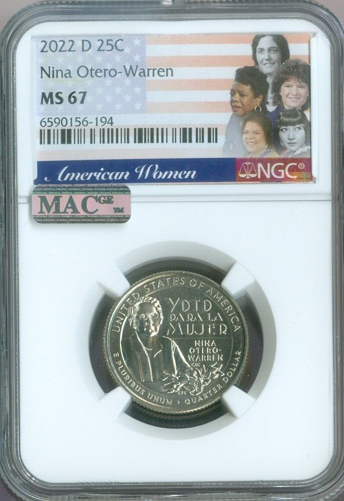 2022 D NINA OTERO-WARREN QUARTER NGC MS67 MAC QUALITY✔️ AMERICAN WOMEN