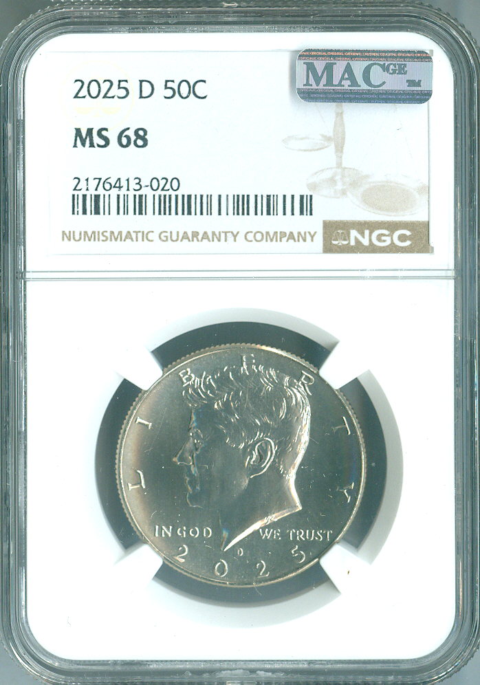 2025 D KENNEDY HALF DOLLAR NGC MS68 MAC SPOTLESS .