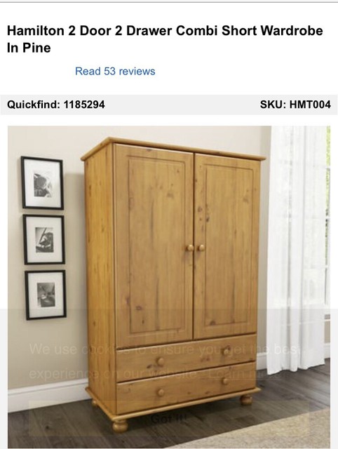 Two Door Two Drawer Combi Short Wardrobes For Sale In Muswell