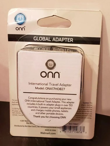 ONN Global Power Plug Adapter with USB - Compatible in over 150 countries Charge