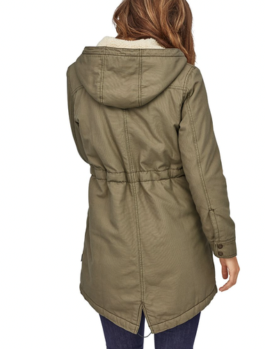 Pre-owned Patagonia Insulated Prairie Dawn Parka Sage Women Cotton Canvas/sherpa S M L In Sage Khaki
