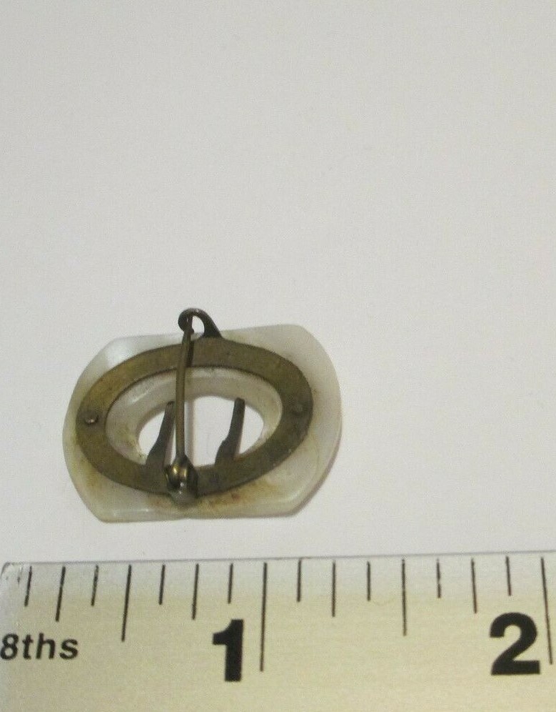 antique victorian mother of pearl brooch / pin carved