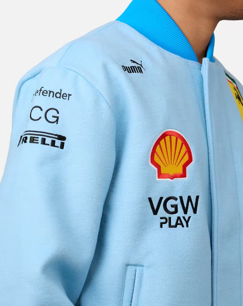 Pre-owned Puma Scuderia Ferrari Team Miami A1 Varsity Jacket 2024 - Size Large In Lazor Blue
