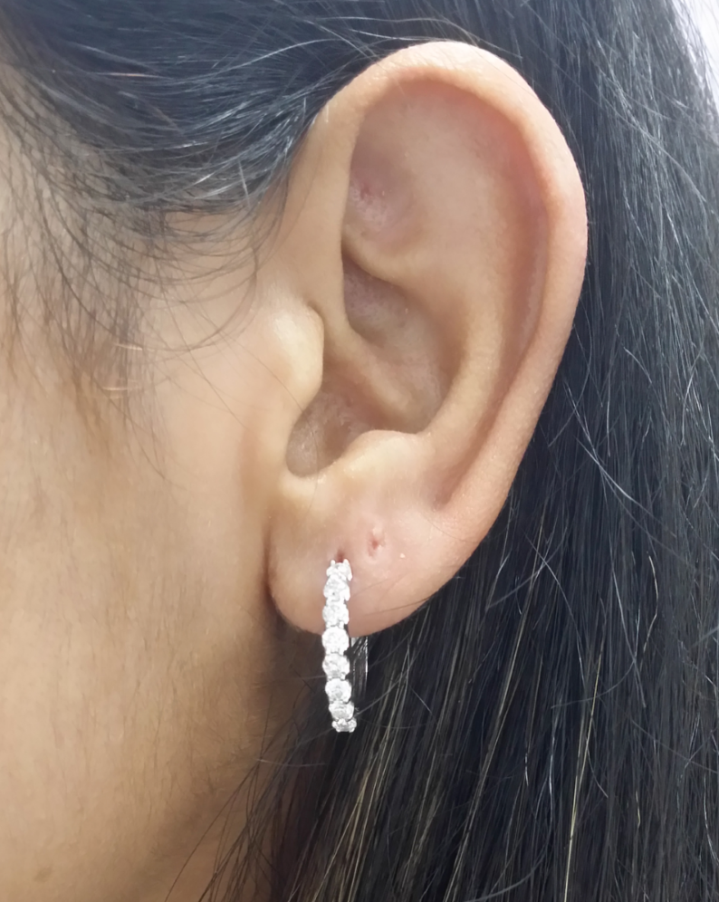 Pre-owned Handmade Steal Deal 1.00 Carat Natural Round Diamonds Hoops Huggies Earrings In 14k Gold In White