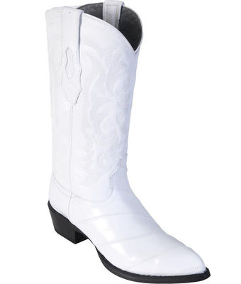 Pre-owned Los Altos Boots Los Altos Women White Genuine Eel Western Cowboy Boot (m) L090828