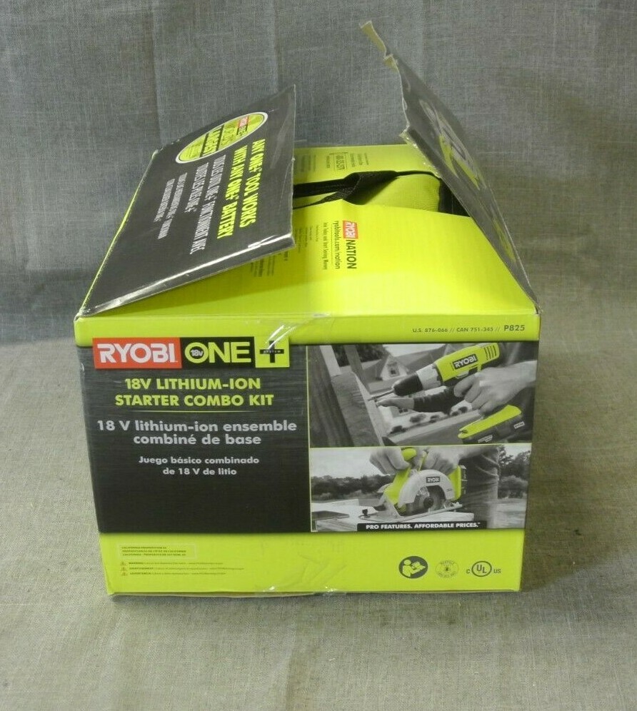 RYOBI P825 18V STARTER COMBO KIT IN BOX (196616-12 GN)