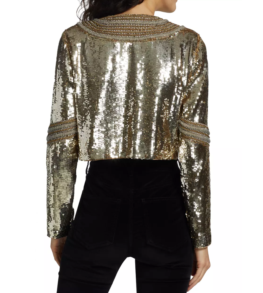 Pre-owned Veronica Beard $1198  Phaedra Sequin Jacket Sz Xs In Gold