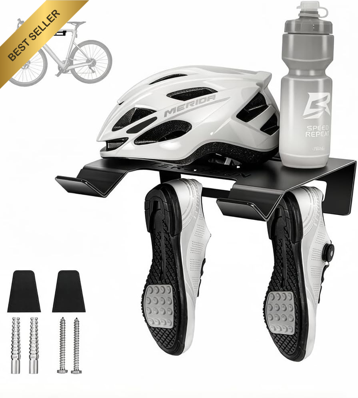 Bike Wall Mount, Black Iron Carbon Wall-Mounted Bike Rack with 2 Hooks - Space-S