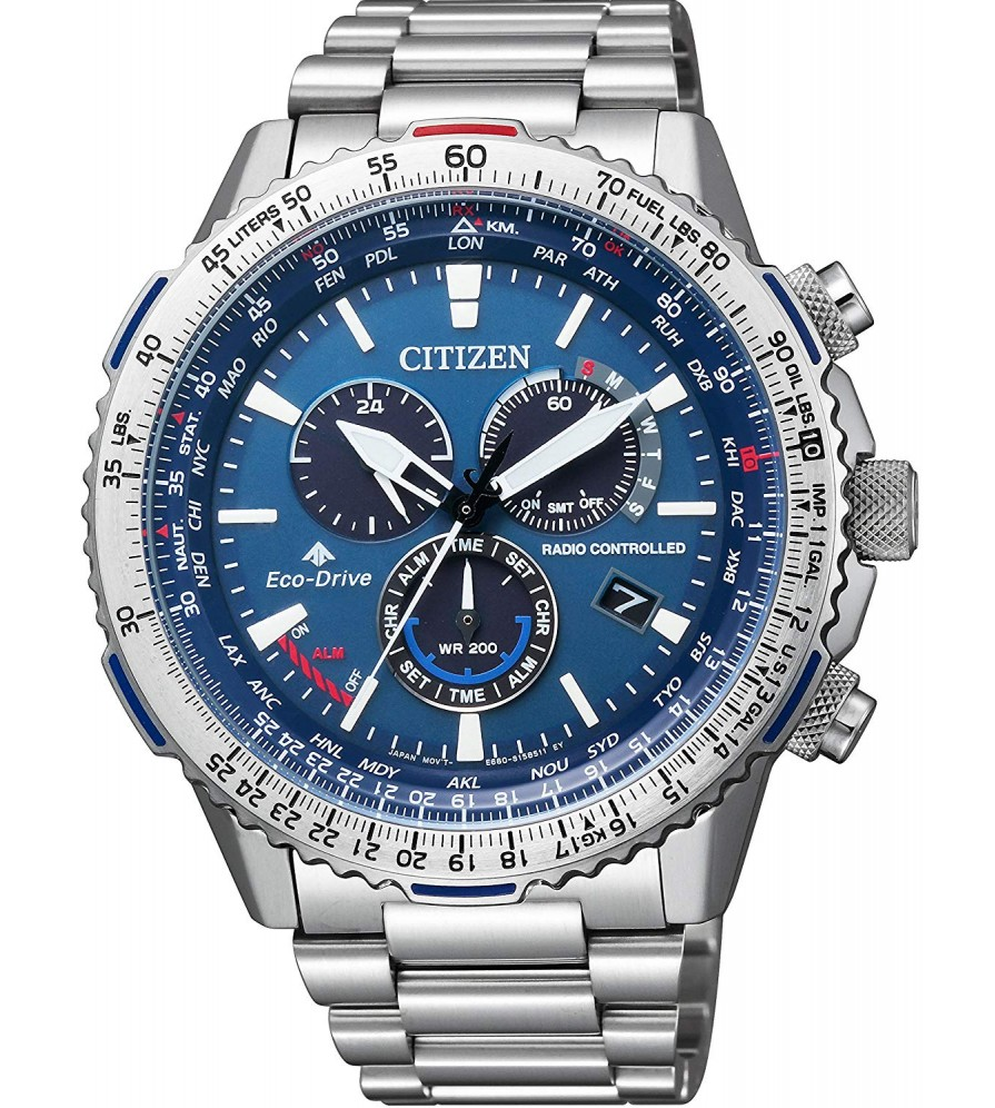 Pre-owned Citizen Promaster Sky Cb5000-50l Blue Dial Sapphire Radio Controlled Eco-drive