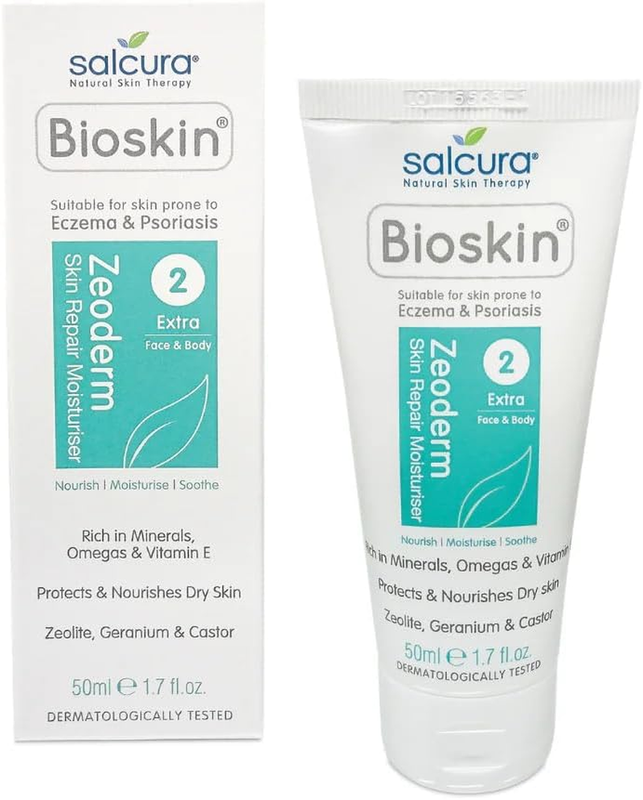 Salcura Natural Skin Therapy, Bioskin Zeoderm Skin Repair Moisturiser, Including Natural Ingredients Relieves Itchiness & Soothes Irritation, Ideal for Severely Dry & Dehydrated Skin 50Ml