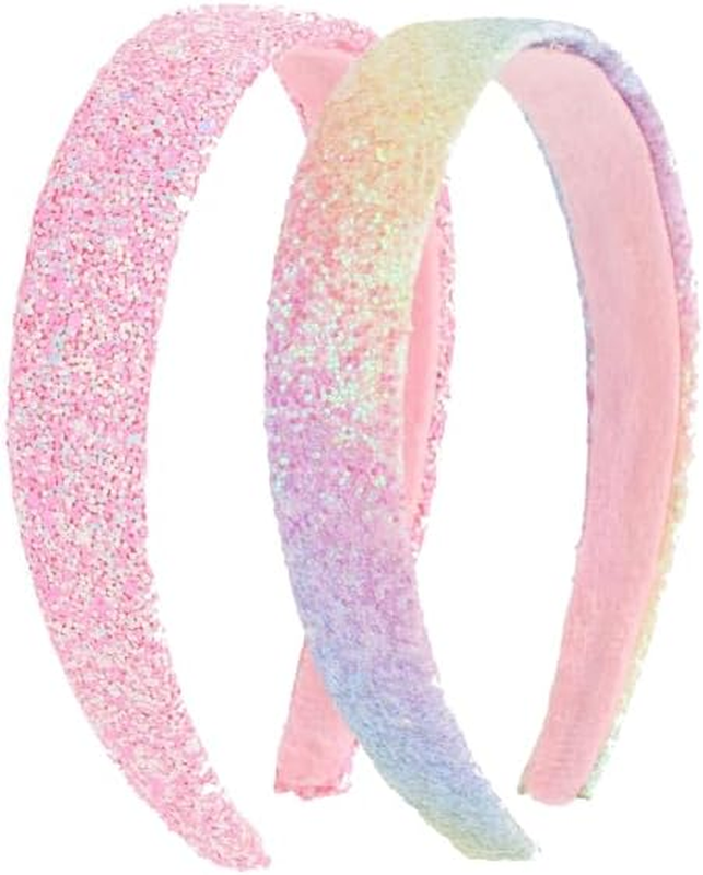 2 Pack Rhinestone Headband Sparkly Crystal Bling Wide Thick Hair Band